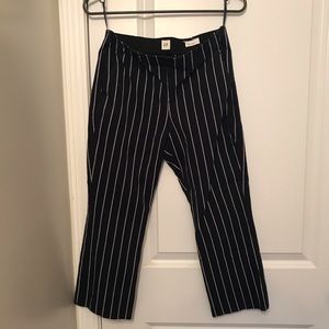 GAP Navy striped crop flare pants